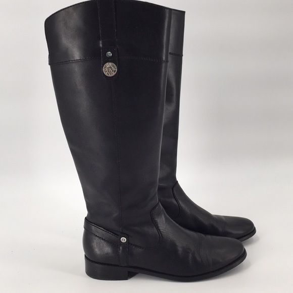 Anne Klein Shoes - AK Black Tall Knee High Leather Riding Boots Sz 8